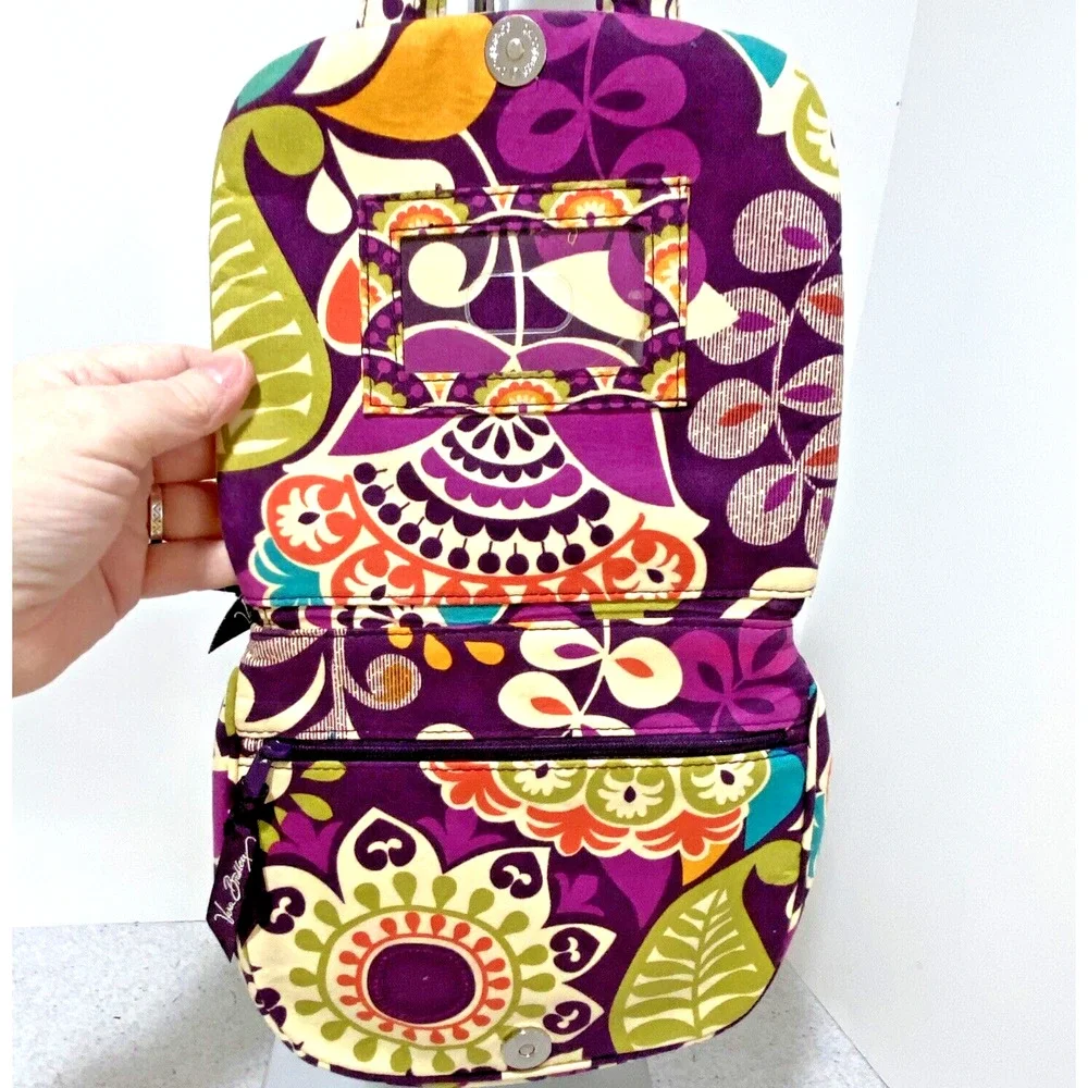 Vera Bradley Plum Crazy 2013 Small Crossbody Purse Organizer Bag Purple Floral